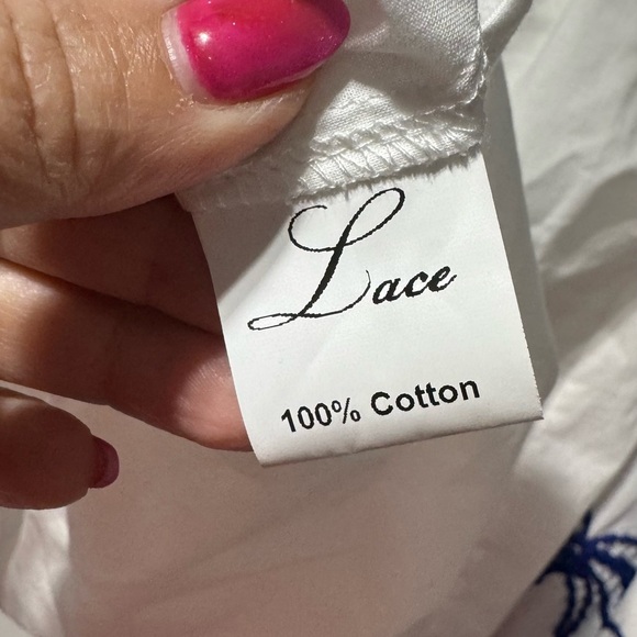 NWT Lace the Label White and Blue Embroidered Top 100% Cotton - Picture 7 of 7